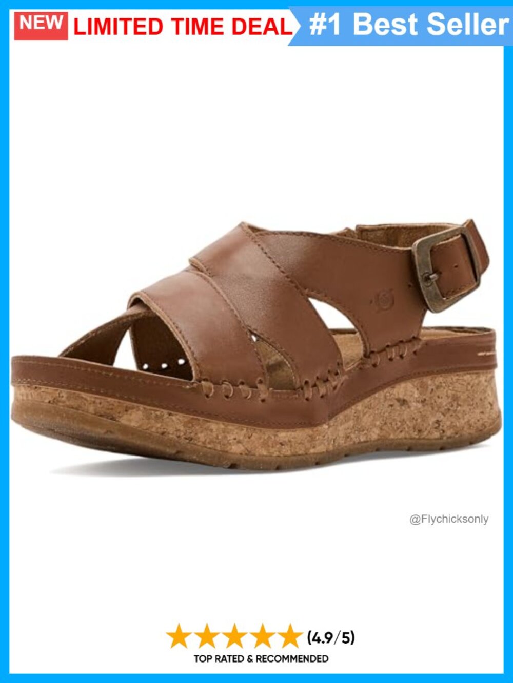 Wedge Sandal Full Grain Leather Cushioned Cork Infused Platform Adjustable